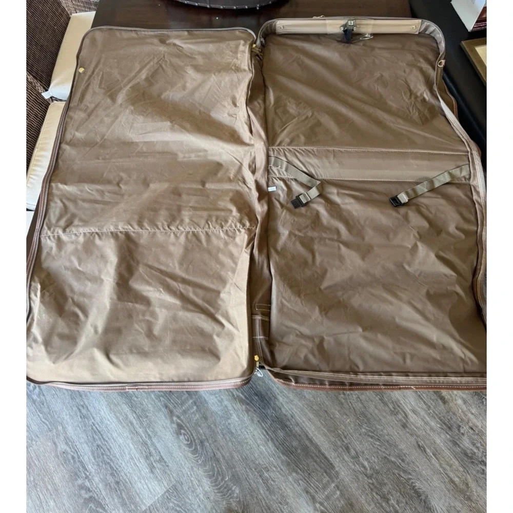 Vintage Executive Travelers Garment Bag‎ Tan Faux Leather Suit Bag (008)